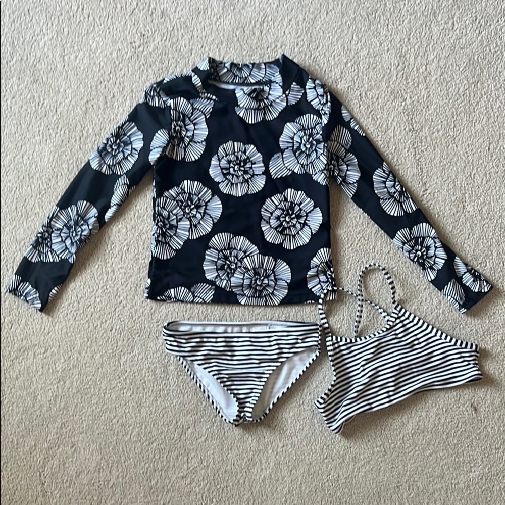 Carter's Black and White Floral Rashguard Set
